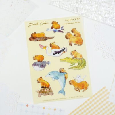 【Capybara's Ride】 Washi Sticker Sheet