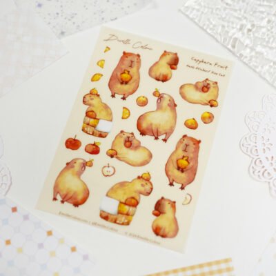 【Capybara Fruit】 Washi Sticker Sheet