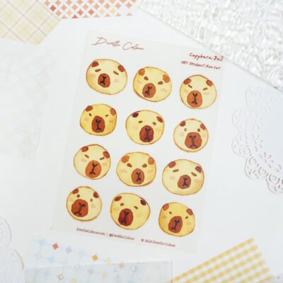 【Capybara Ball】PET White Ink Sticker Sheet