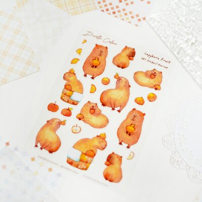 【Capybara Fruit】PET White Ink Sticker Sheet