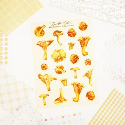 【Chanterelle Mushroom】 Washi Sticker Sheet