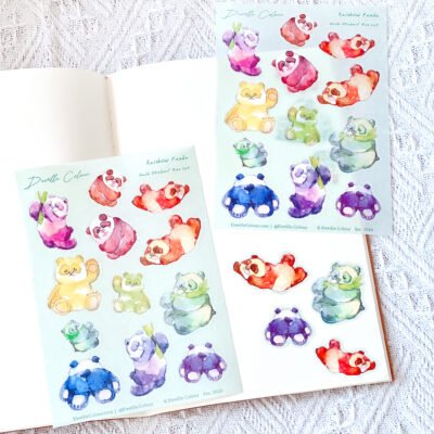 【Rainbow Panda】Sticker Sheet Washi / Waterproof PET