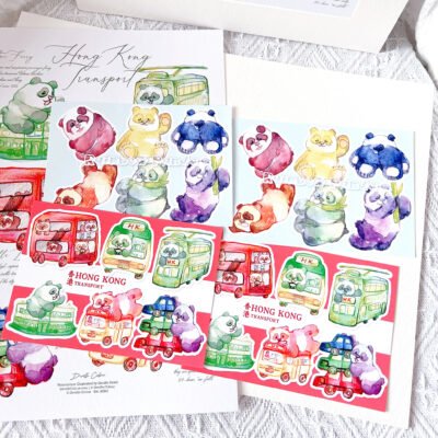 【Rainbow Panda HK Transport】Watercolour Art Print Postcard