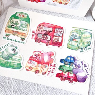 【Rainbow Panda HK Transport】Watercolour Die Cut Art Print Postcard
