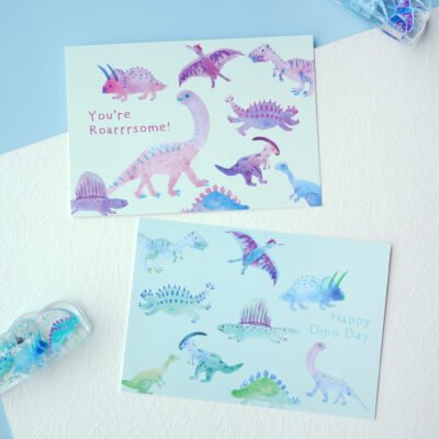 【Dinoooo - You're Roarrrsome / Happy Dino Day】Art Print Postcard Set of Two
