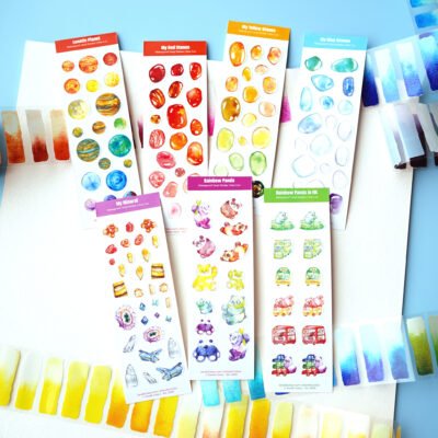 【Colourful】PVC Vinyl Waterproof Mini Sticker Sheet Set of Seven