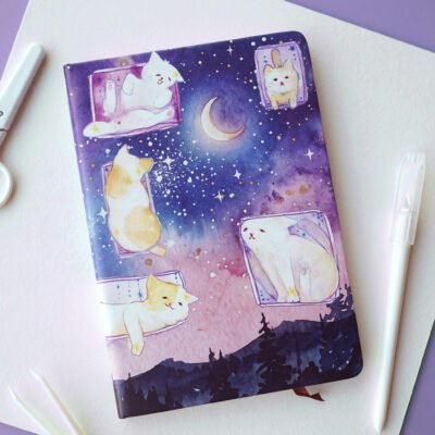 【Cat in the Box】Watercolour Hardback Notebook