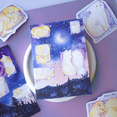 【Cat in the Box】Watercolour Blank Traveller's Stamp Notebook